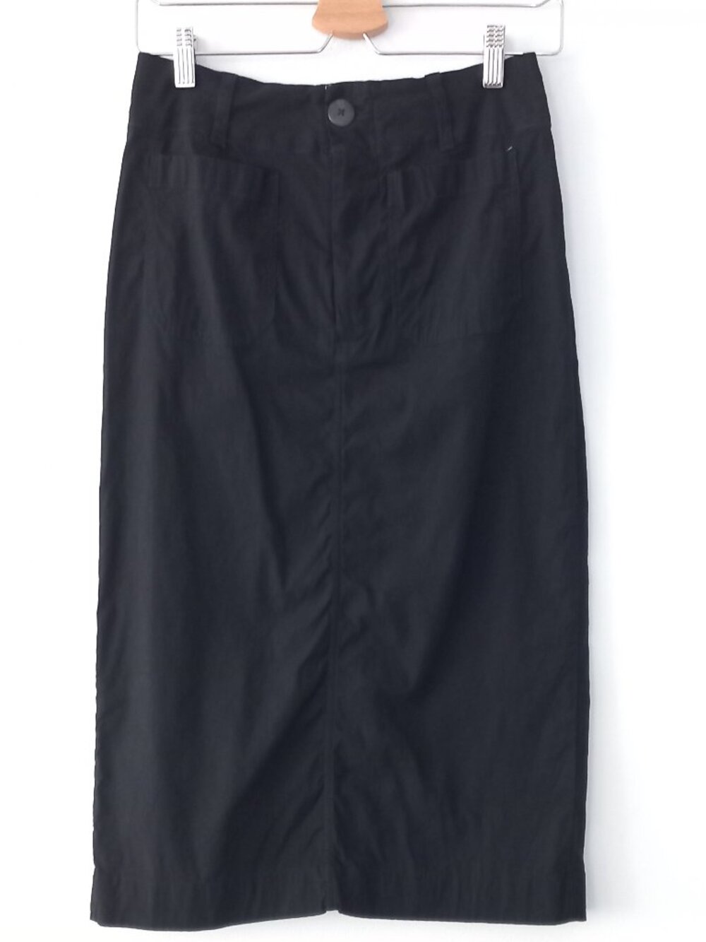 MAEVE (ANTHROPOLOGIE) black pencil skirt with patch pockets
